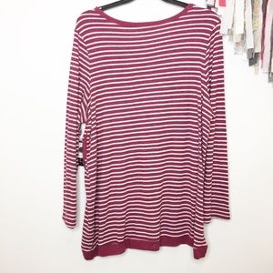 Fred David Tops - NEW striped knit tunic burgundy white 2X Fred David Tops - NEW striped knit tunic burgundy white 2X